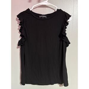 🖤 Cathrine Malandrino Black Ruffle Sleeve Top | Size L